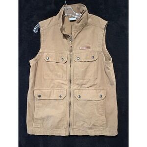 Columbia Men's Vest‎ Full Zip Utility Workwear Pockets Tan Canvas Medium